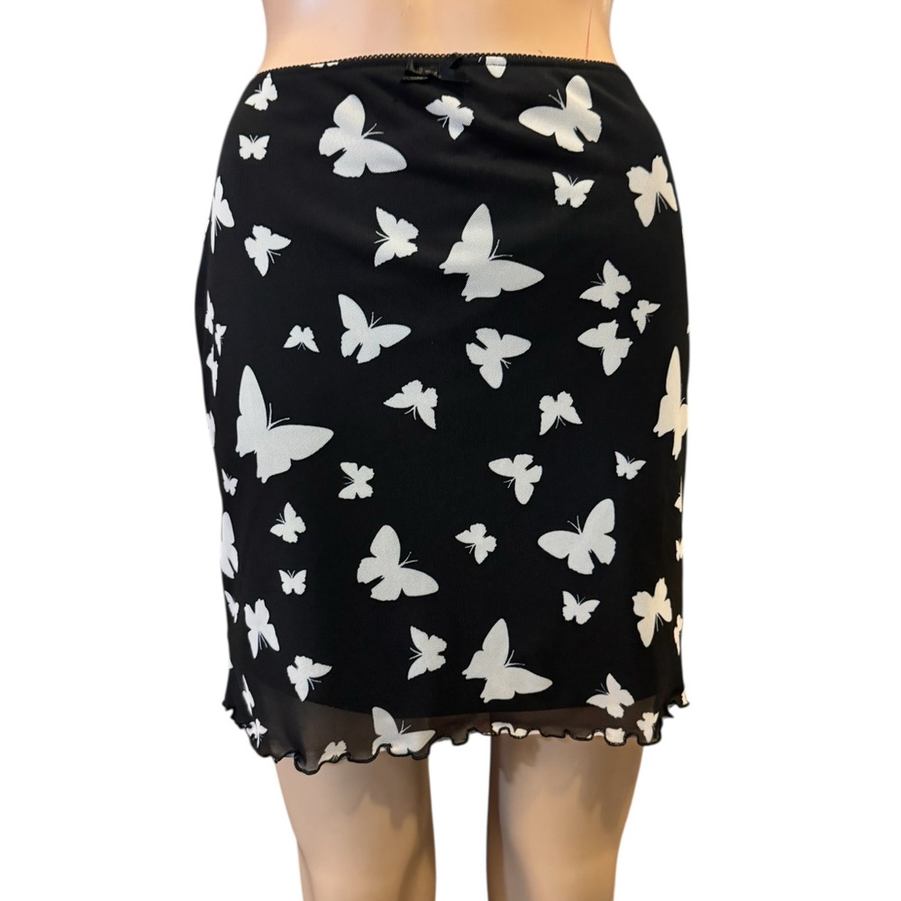 Wild Fable Womens Black Butterfly Mesh Mini Skirt, Size S - Picture 3 of 11